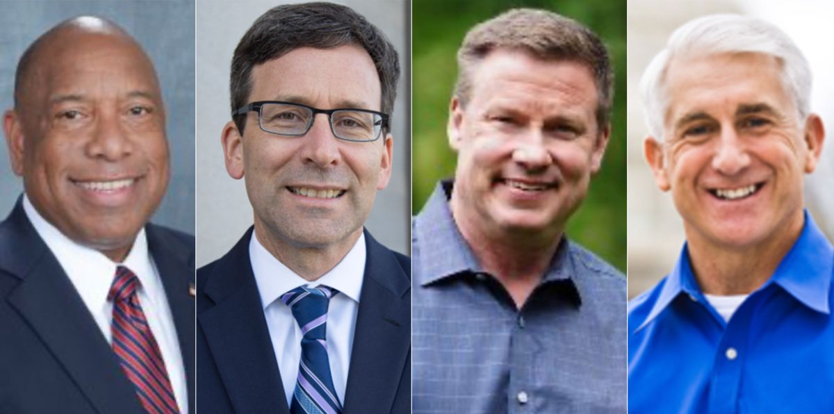 From left to right: Gubernatorial candidates Republican Semi Bird, Democrat Bob Ferguson, Democrat Mark Mullet and Republican Dave Reichert. 